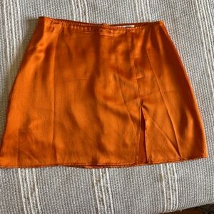 Reformation Orange Satin Mini Skirt
